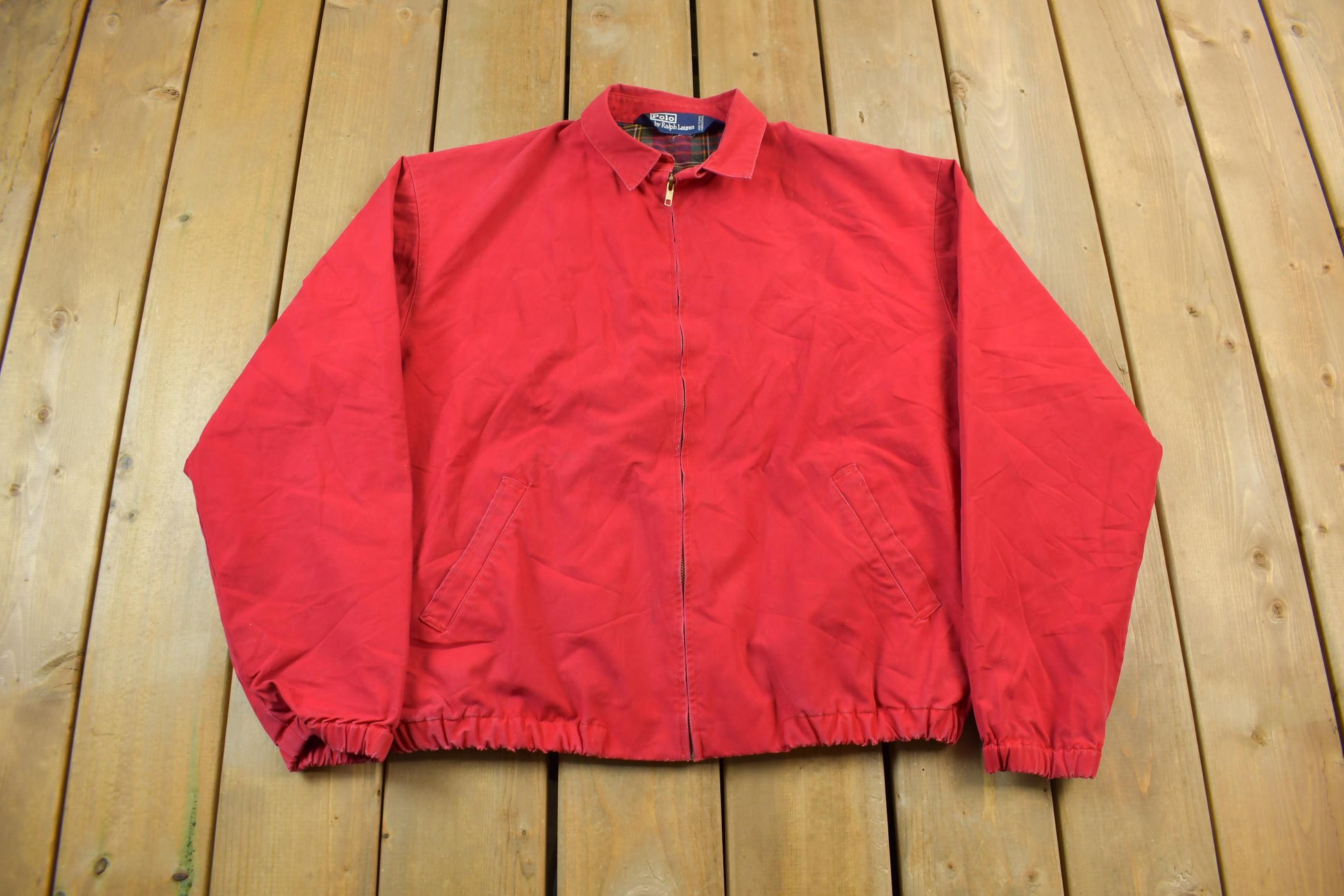 Vintage 1980s Polo Ralph Lauren Blank Red Plaid Lined Harrington Jacket / Vintage Polo / Streetwear / 90s Ralph Lauren