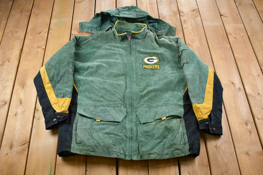 Vintage 1990s Green Bay Packers NFL Suede Full Zip Jacket