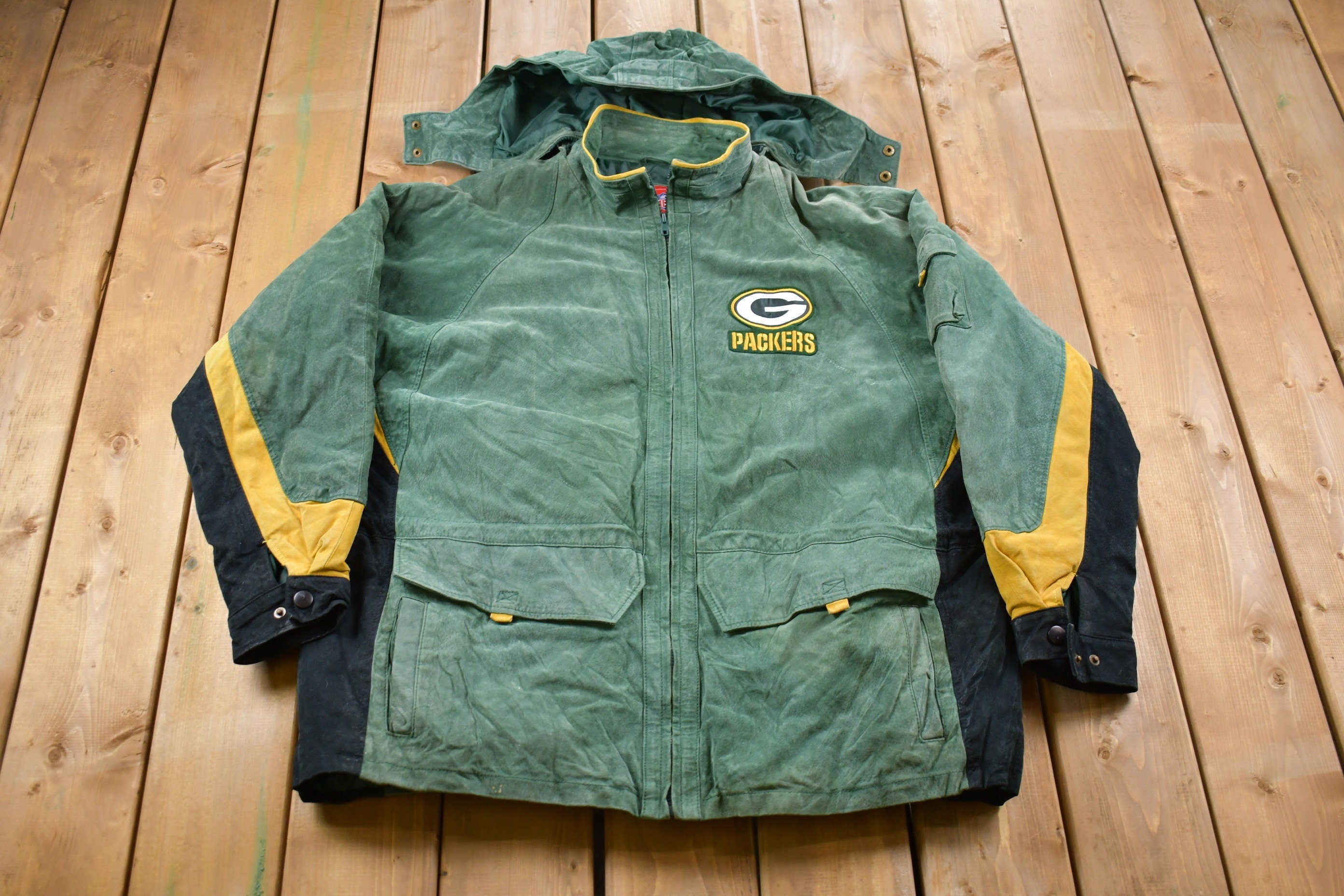 Vintage 1990s Green Bay Packers NFL Suede Full Zip Jacket