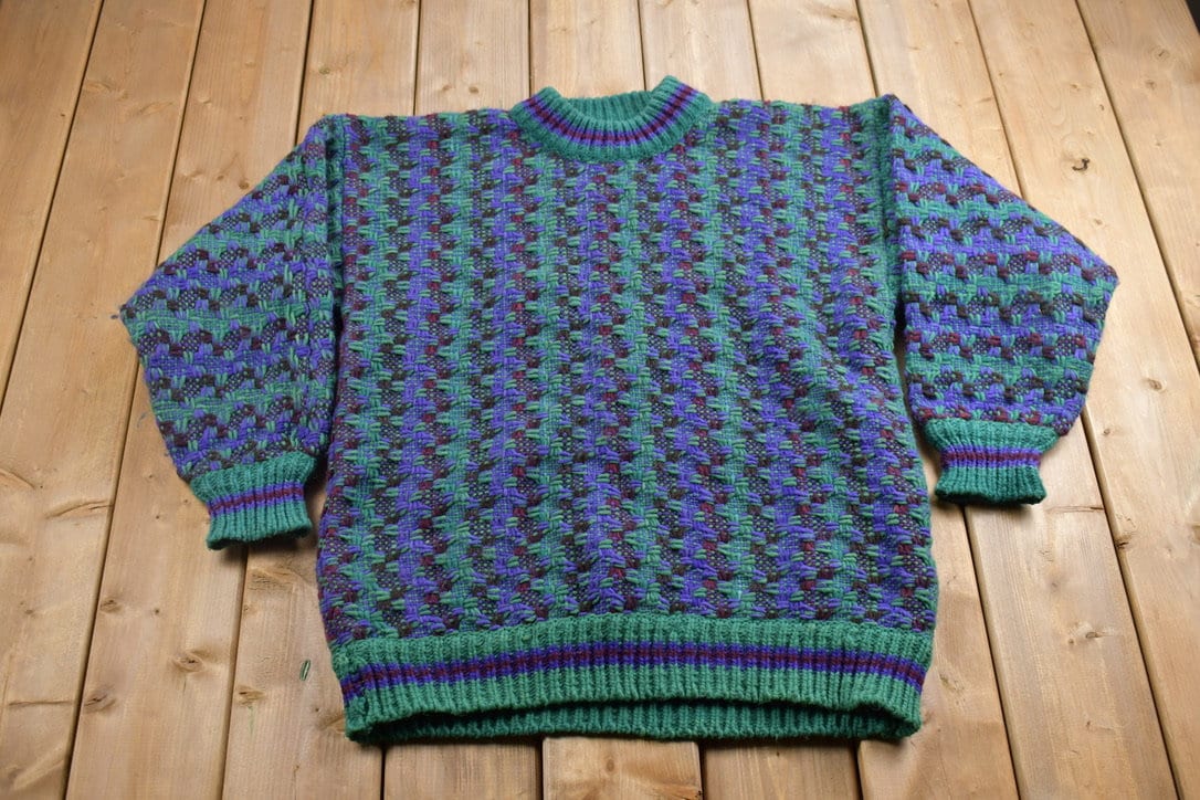 Vintage 1980s Charina Andean Arts 100% Wool Knit Sweater