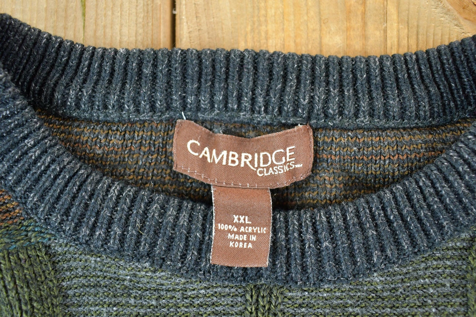 Vintage 1990s Cambridge Classics Knit Abstract Pattern Crewneck Sweater Made In USA