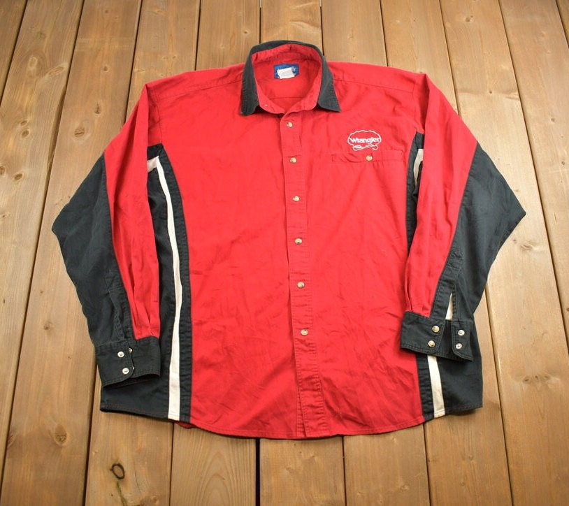 Vintage 1990s Wrangler Western Shirts Embroidered Long Sleeve Button Up Shirt