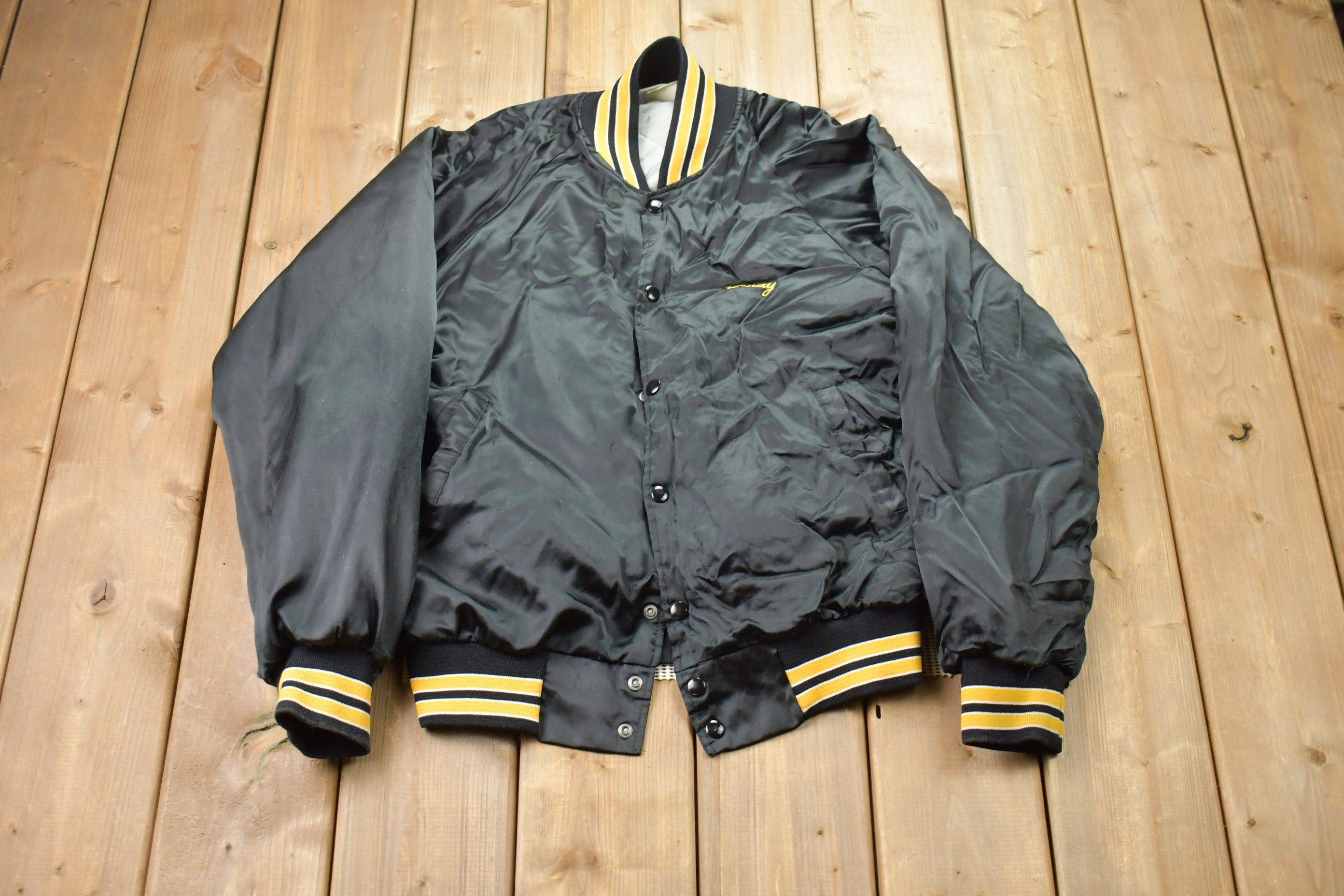 Vintage 1990s Hartwell Sports Leasco Satin Bomber Jacket