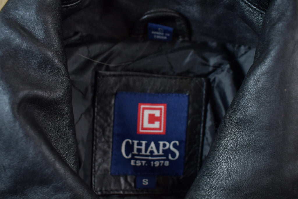Vintage 1990s Chaps Leather Zip Up Jacket
