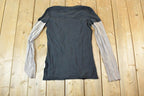 Women Vintage Vigoss Y2K Thermal Sleeve T-Shirt / Vigoss Grunge Skull Print / Contrast Stitch / Internet Famous Clothing / Over Dyed