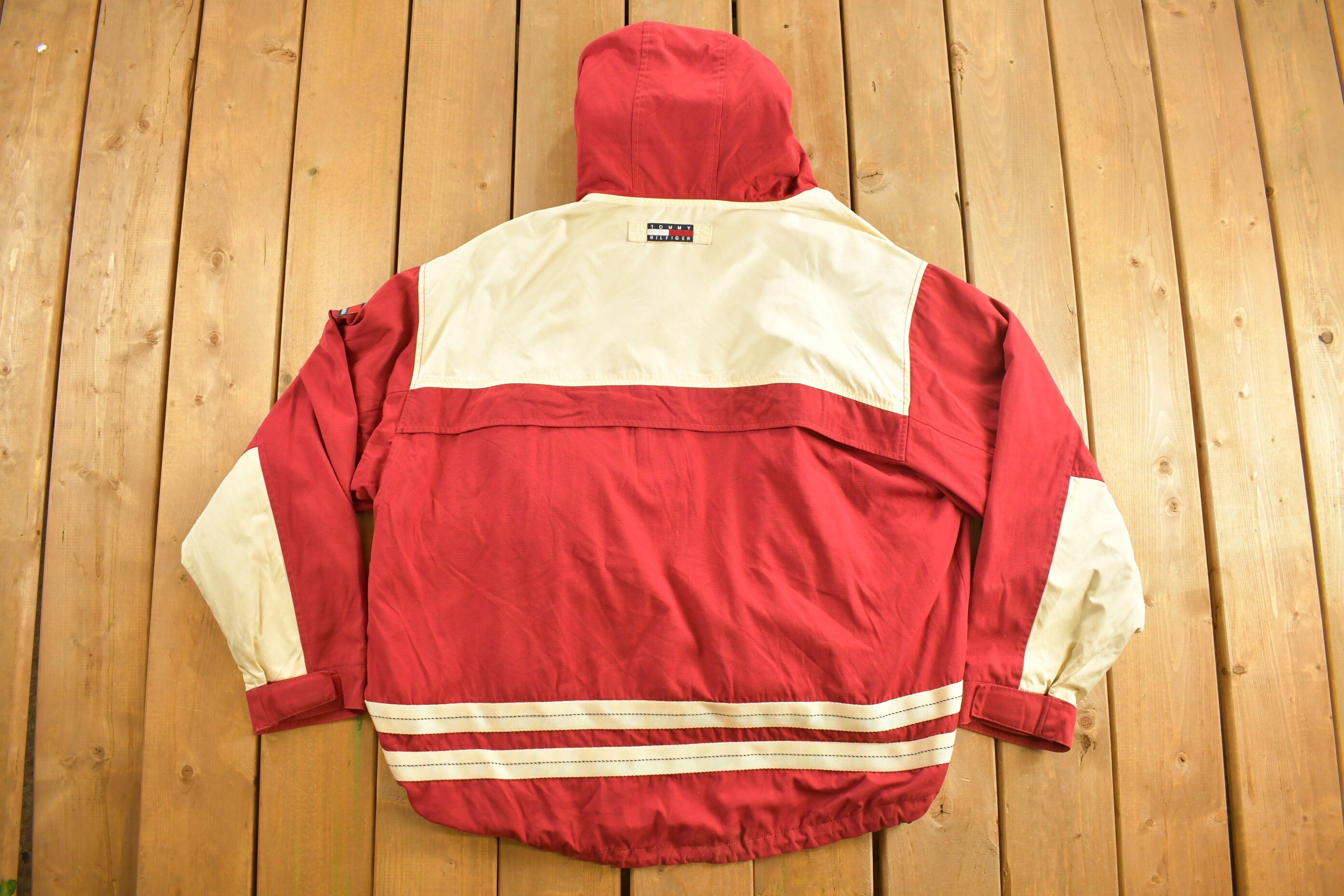 Vintage 1990s Tommy Hilfiger Flag Patch Color Block Windbreaker Jacket