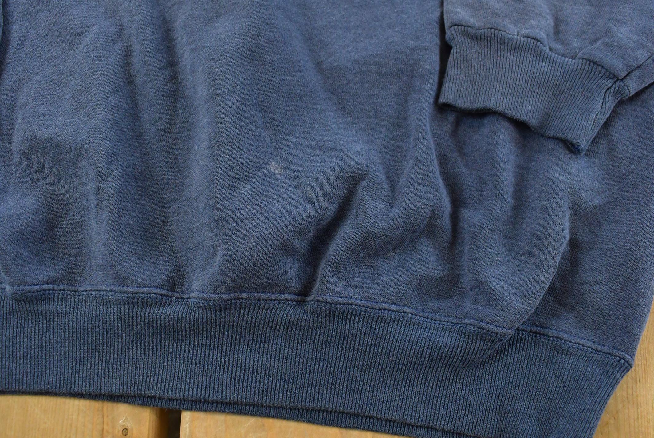 Vintage 1990s Hanes Activewear Blank Blue Raglan Crewneck Sweatshirt Men's