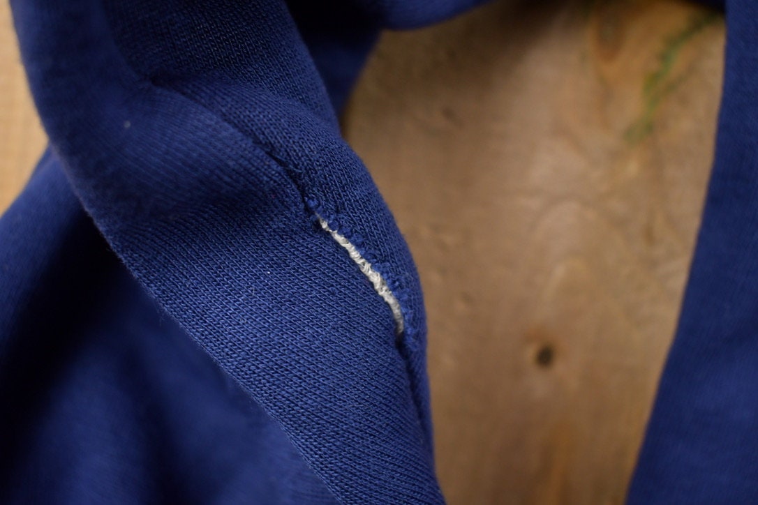 Vintage 1990s Blank Blue Thermal Lined Zip Up Hoodie