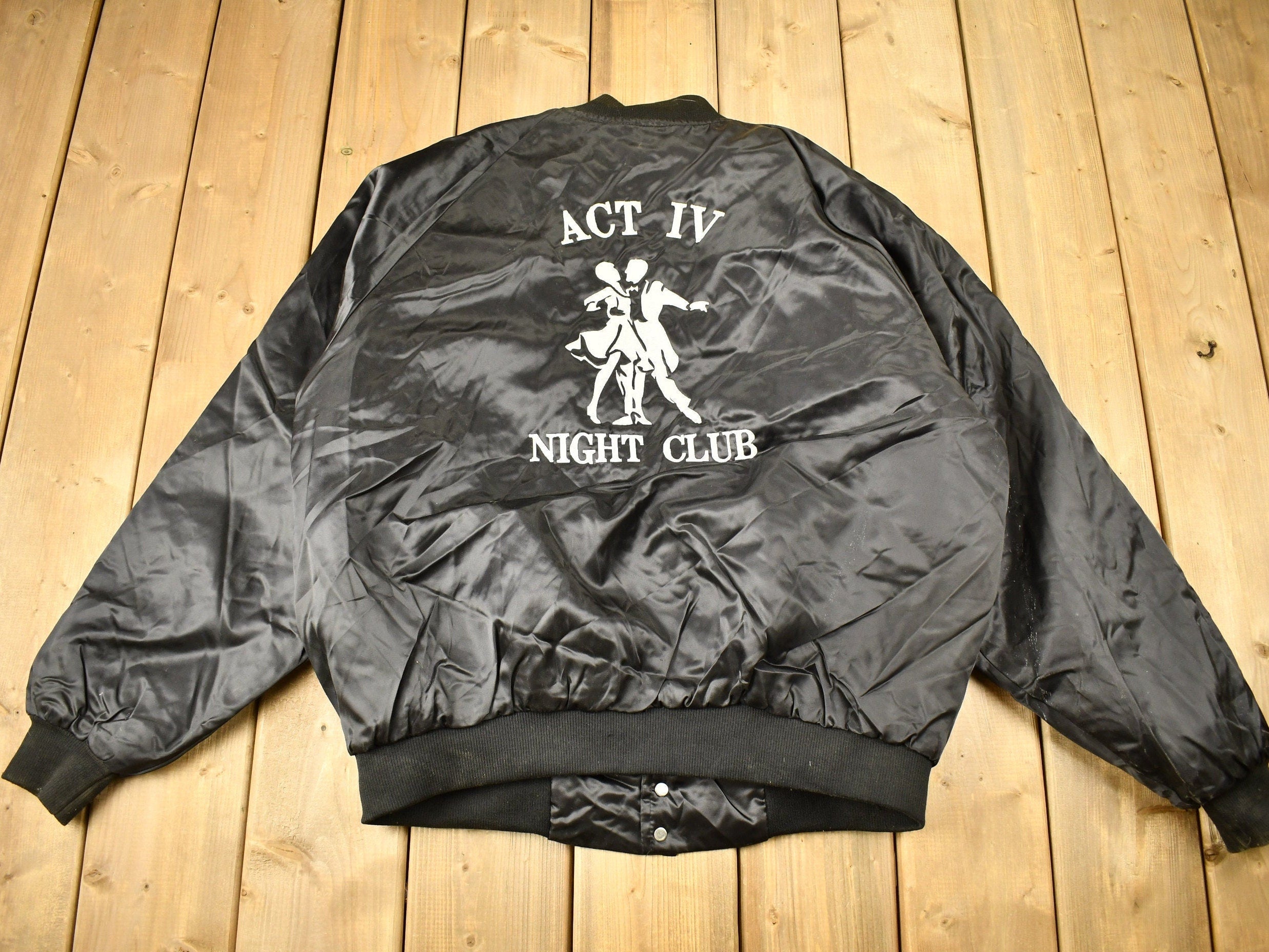 Vintage 1990s Act IV Night Club Satin Bomber Jacket