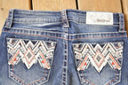 Vintage Deadstock Y2K Grace In LA Bedazzled Bootcut Low Rise Jeans Women's Size 27 x 32