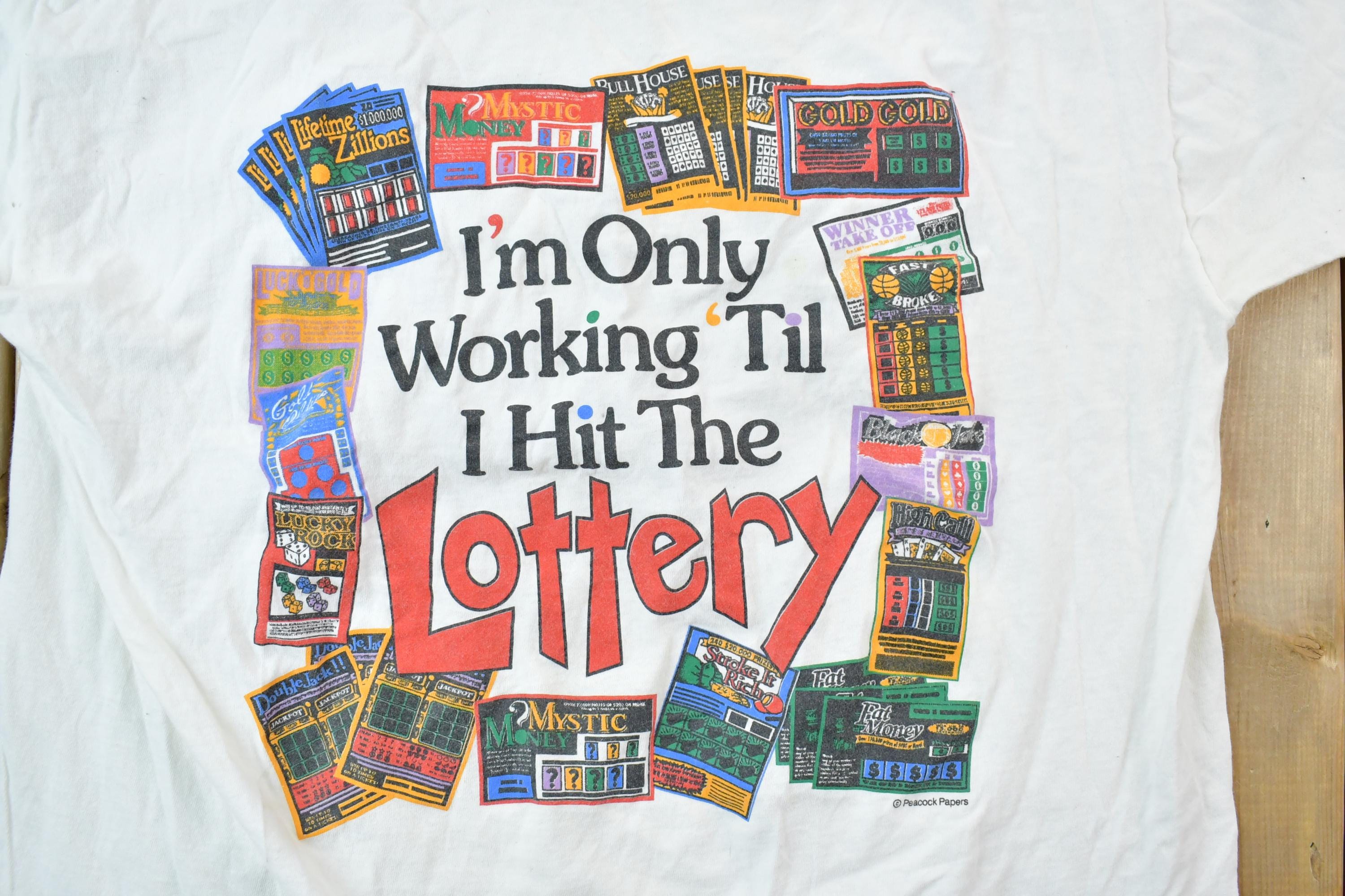 Vintage 1990s Hit The Lottery Graphic T-Shirt