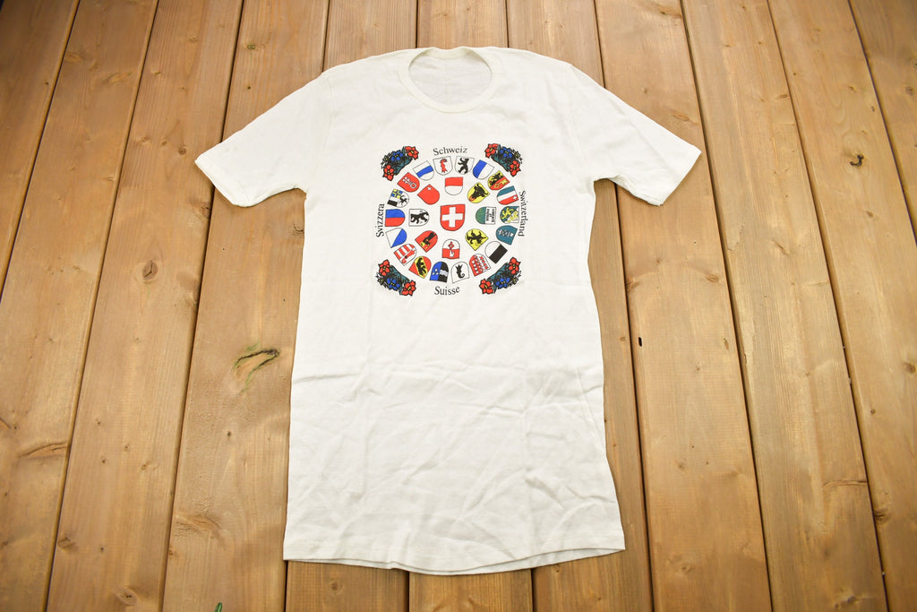 Vintage 1980s Switzerland Flags Theme Souvenir T Shirt