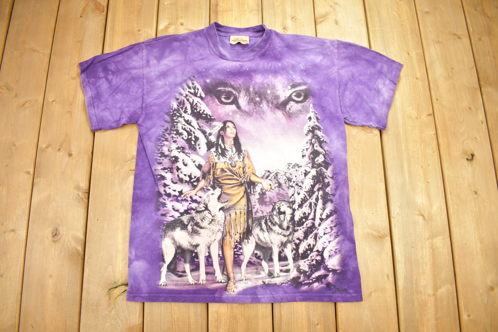 Vintage 2000 Aboriginal Wolf Theme Tie Dye T-Shirt