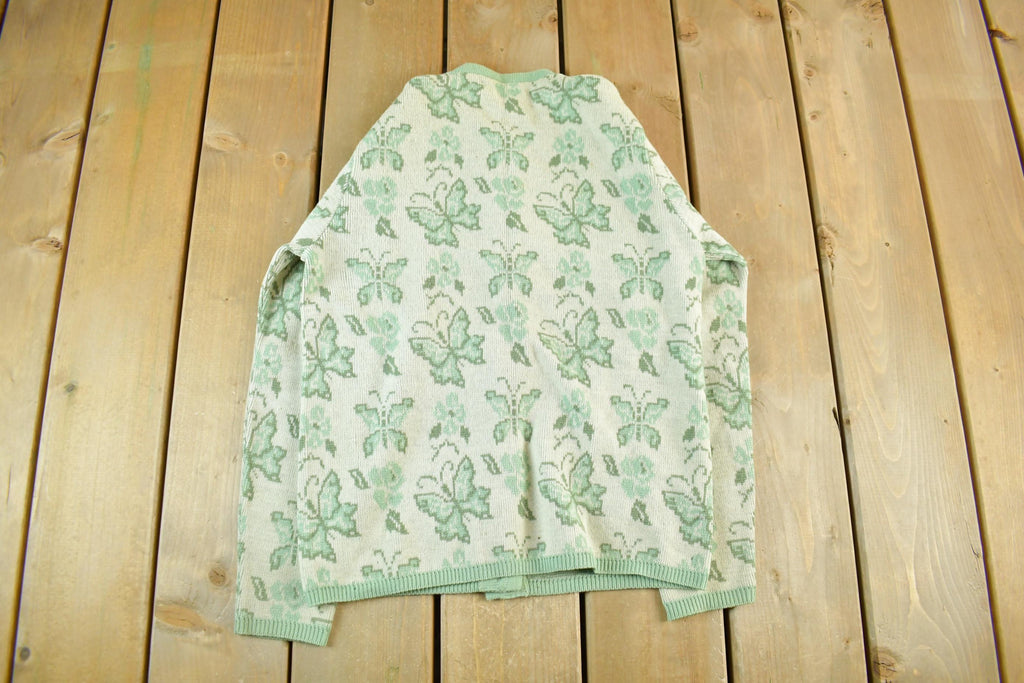 Vintage 1970s Butterfly Knit Cardigan Sweater Women's XS