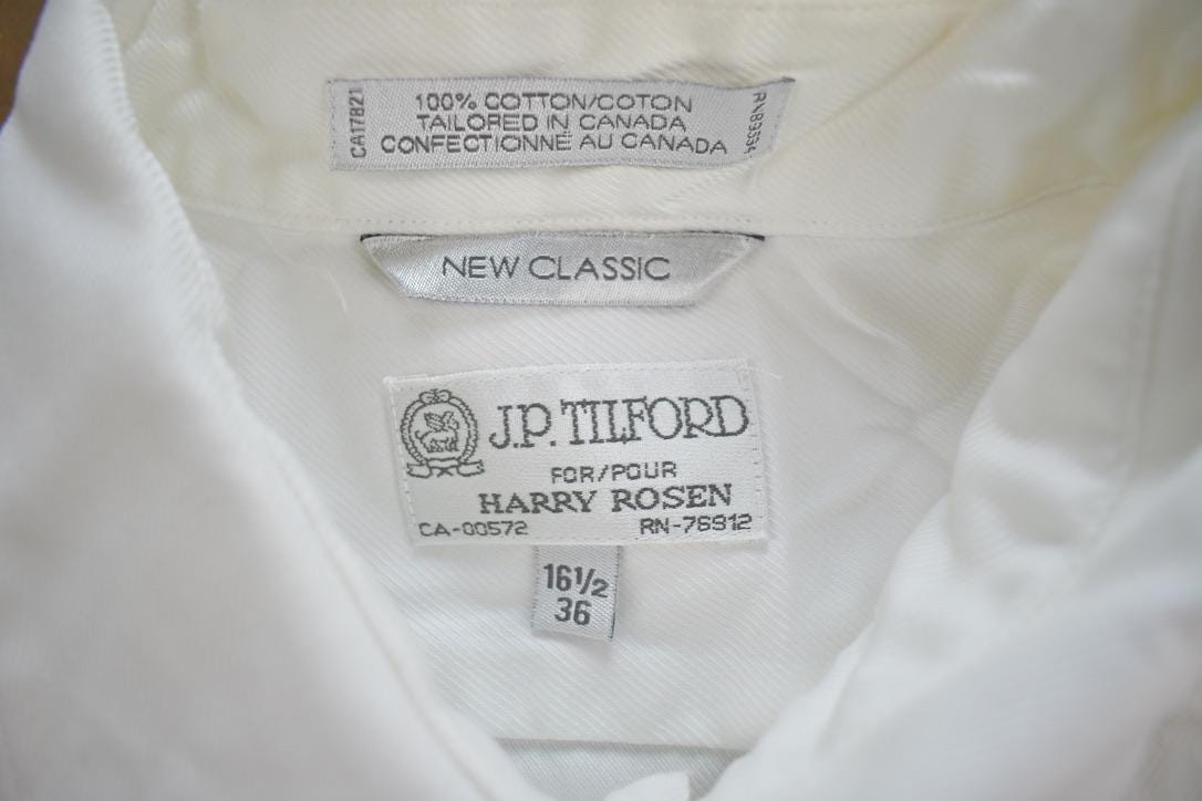 Vintage 1990s J.P Tilford For Harry Rosen Solid Formal Button Up Tailored In Canada
