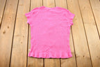 Vintage 2000s Hot Pink Ribbed Henley Tube Top