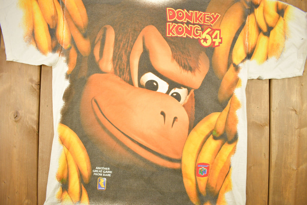 Vintage 1990s Donkey Kong 64 All Over Print Nintendo T-shirt