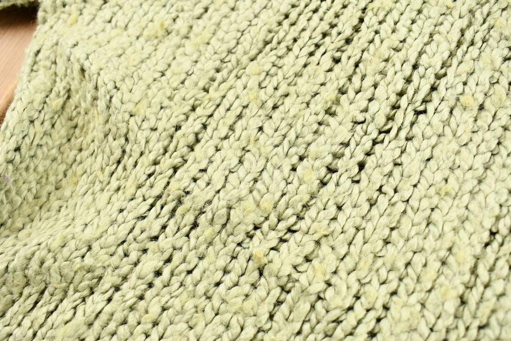 Vintage 1990s Women's Sage Green Kenzie Button Detail Ribbed Chunky Knit Mock Neck Sweater