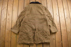 Vintage 1980s Beige Fur Collared Overcoat