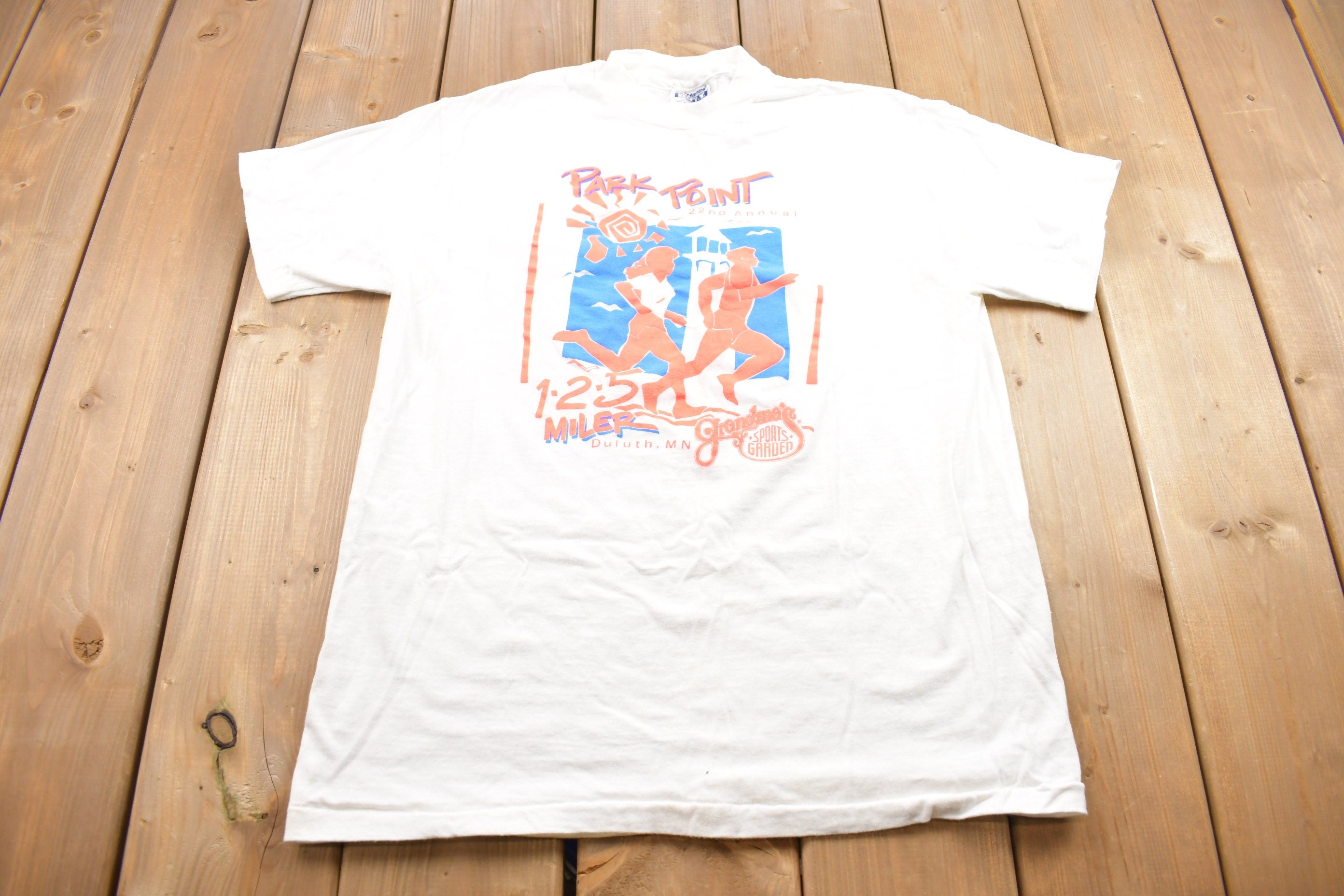 Vintage 1990s Park Point Community Run Graphic Hanes T Shirt