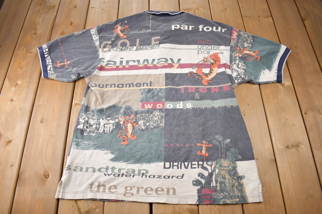 Vintage 1990s Tigger All Over Print Polo T-Shirt