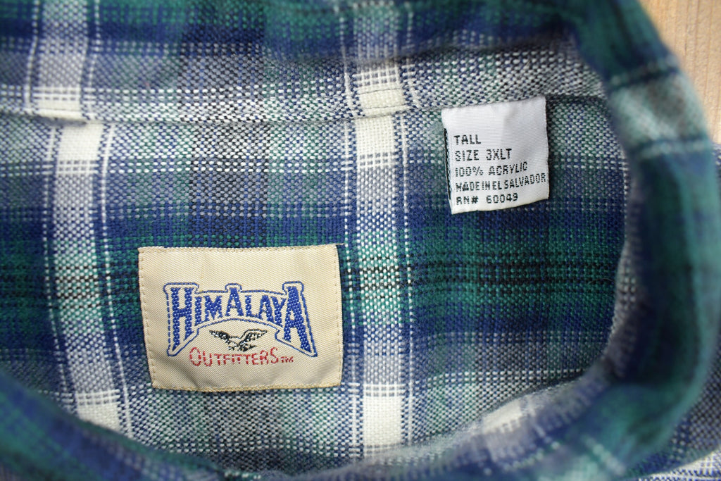 Vintage 1990s Himalaya Plaid Flannel Button Up Shirt