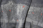 Vintage 1990s Artisans Winter Cardinal AOP Double Collar Button Up Crewneck Sweatshirt Women's L