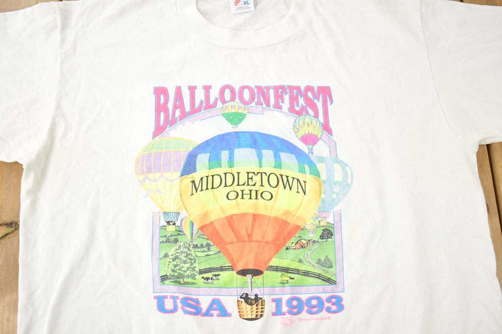 Vintage 1993 Balloonfest Middleton Ohio Single Stitch Graphic T Shirt Made In USA