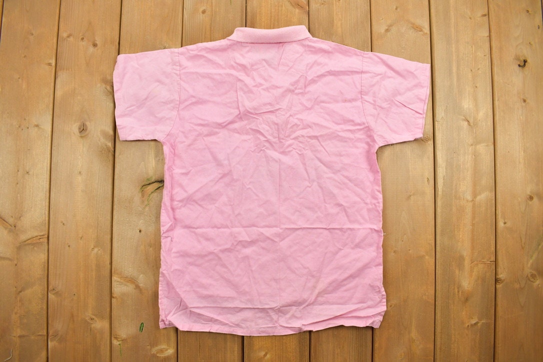 Vintage 1987 Pink "Cest La Vie!" Woman's Graphic Collared Shirt