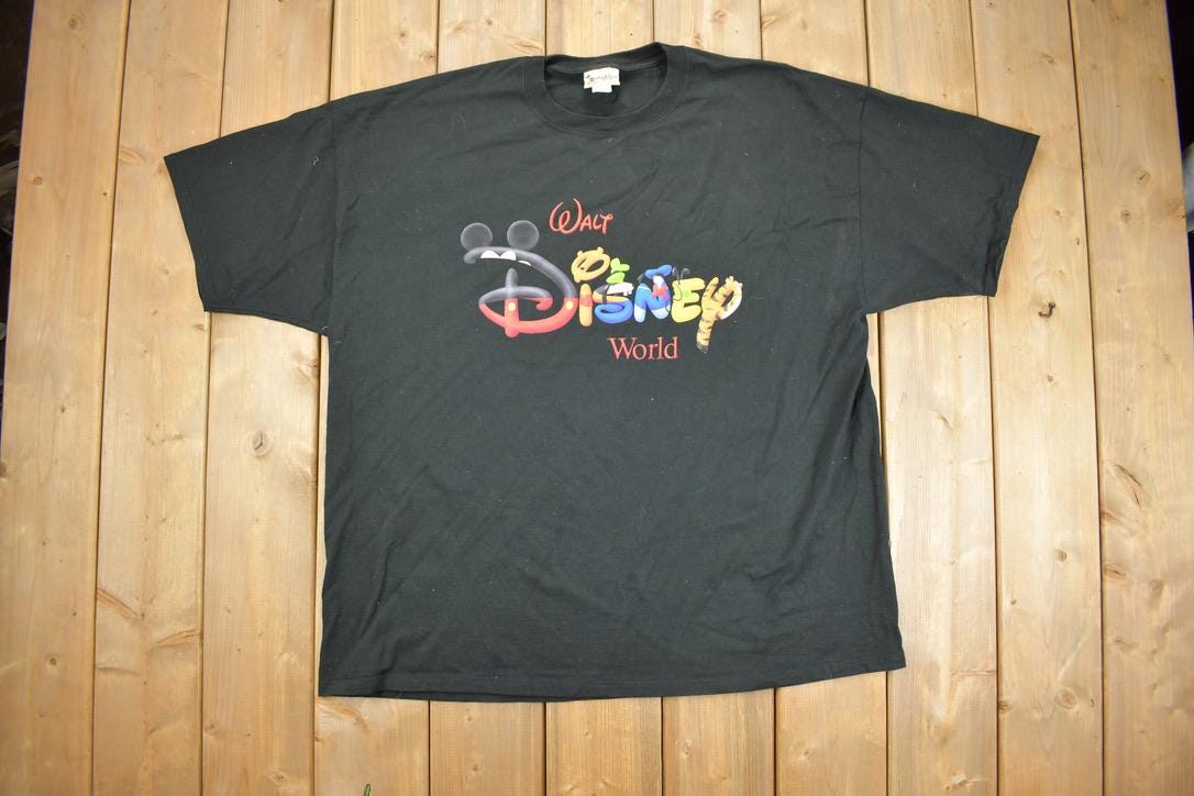 Vintage Y2k Walt Disney World Character Letter Graphic T Shirt