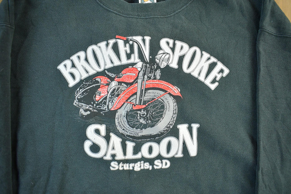 Vintage 1990s Broken Spoke Saloon Biker Graphic Crewneck Sweatshirt Men's 2XL