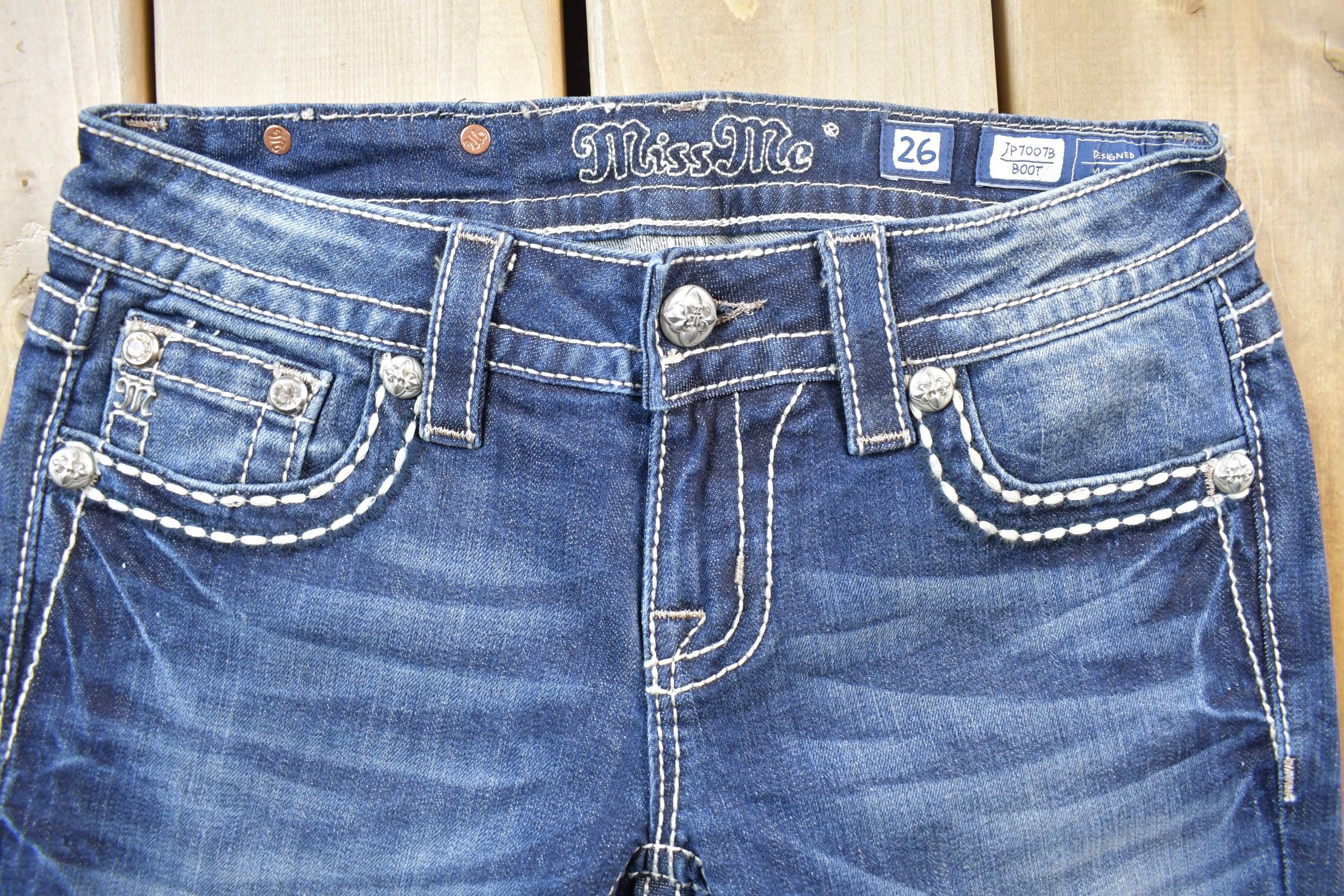 Vintage Y2K Miss Me Bedazzled Low Rise Jeans Size 26x32