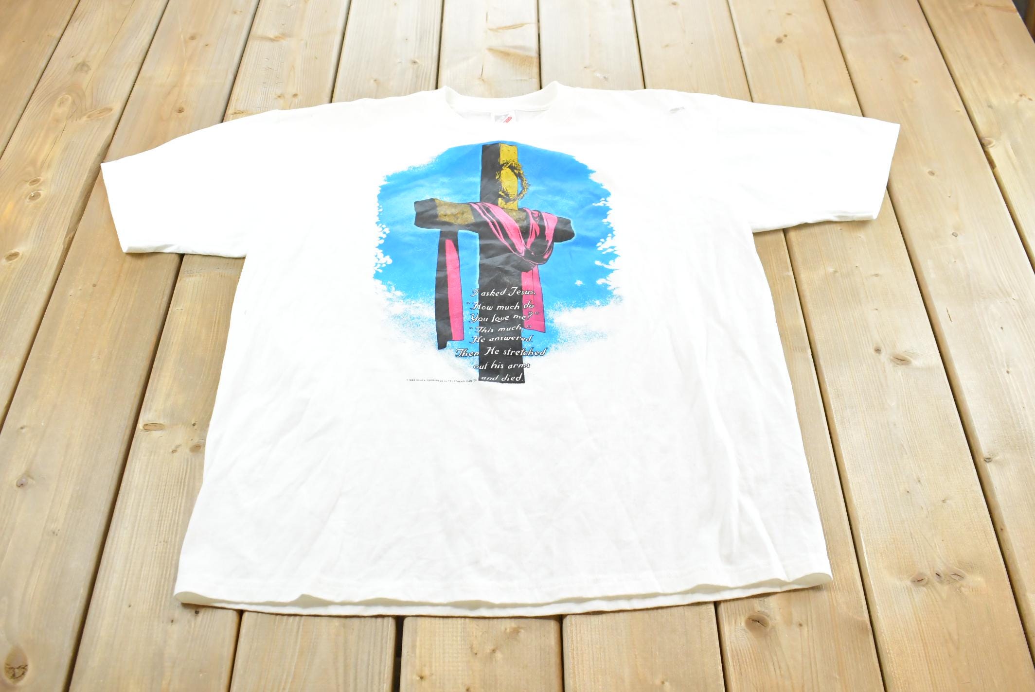 Vintage 1989 Jesus Christ Cross Love Me T-Shirt Men's XL