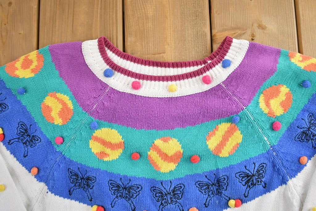 Vintage 1990s Easter Knit Crewneck Sweater  90s Crewneck  Made In USA  Preppy