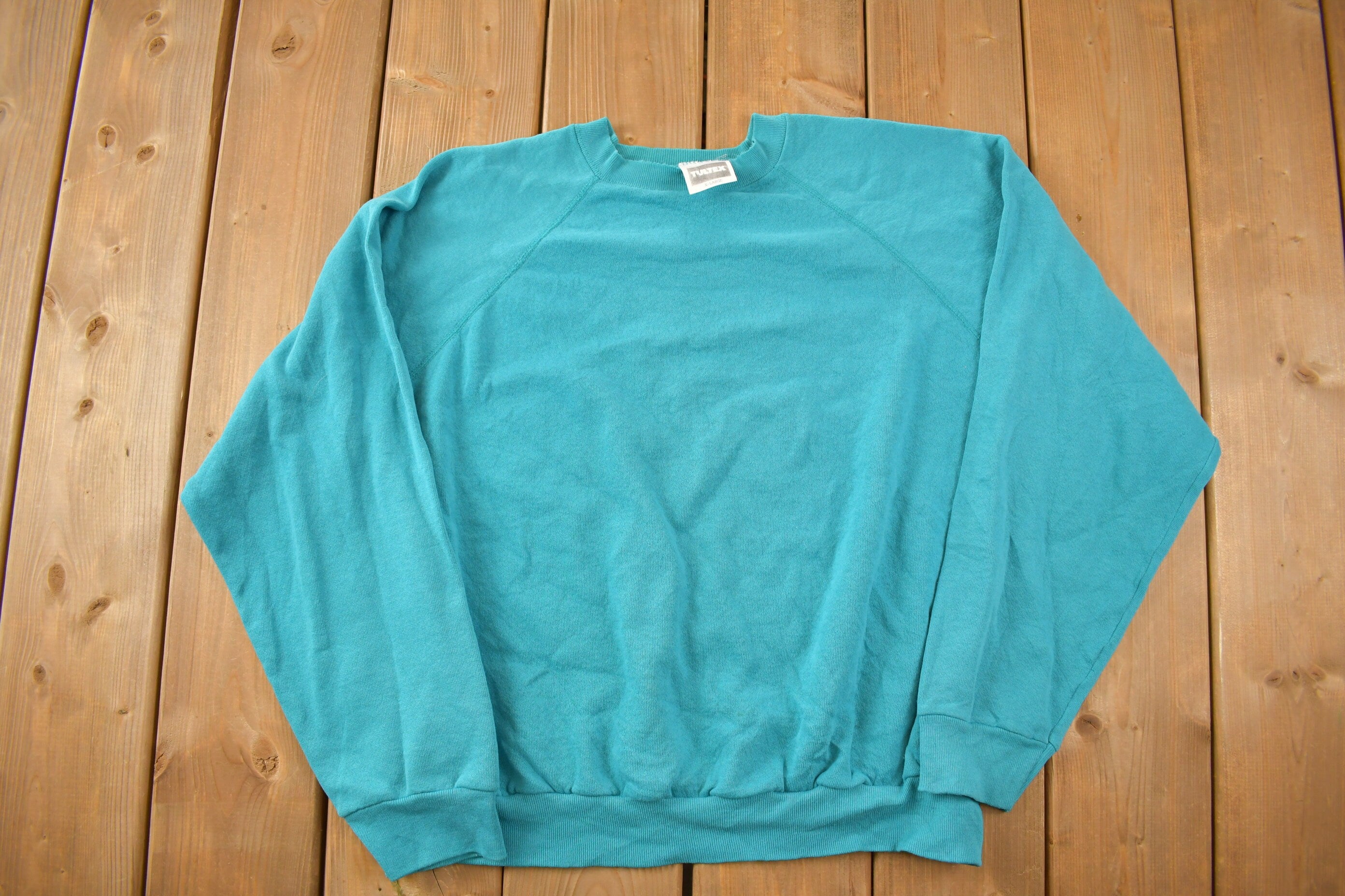 Vintage 1990s Teal Blank Crewneck Sweatshirt