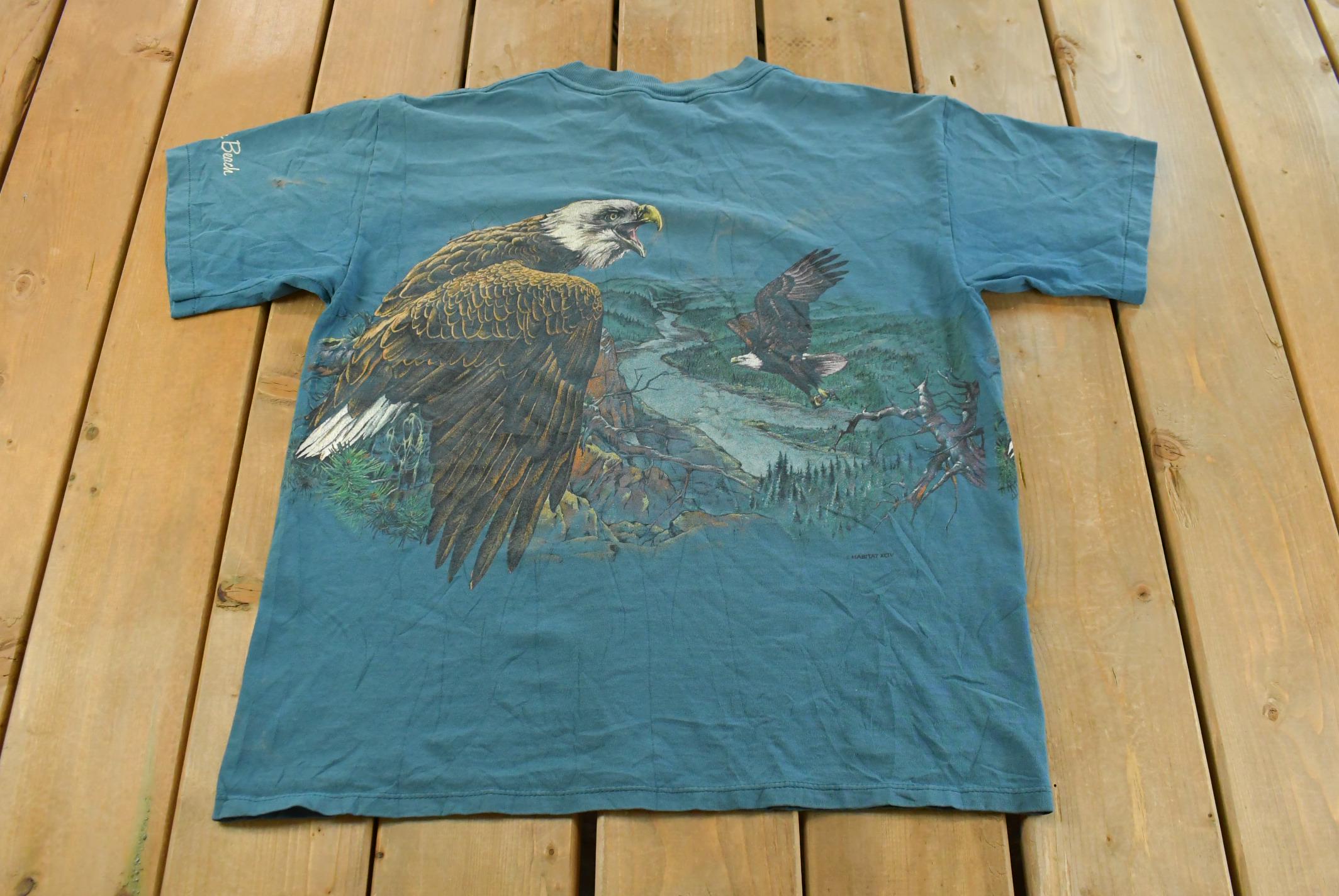 Vintage 1990s Bald Eagle Nature Graphic T-Shirt Men's XL
