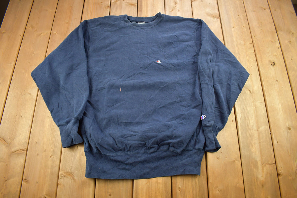 Vintage 1990s Navy Blue Champion Reverse Weave Crewneck / Vintage Champion / Vintage Pullover / Streetwear / Made In USA