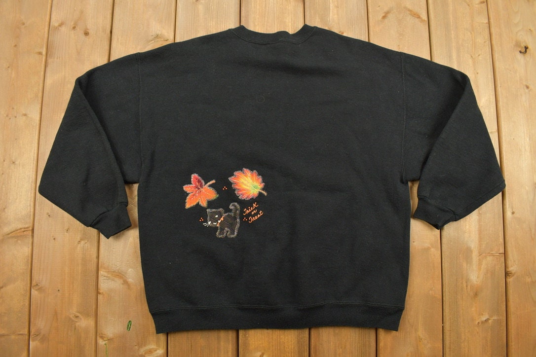Vintage 1990s Witch Printed Graphic Crewneck Sweatshirt