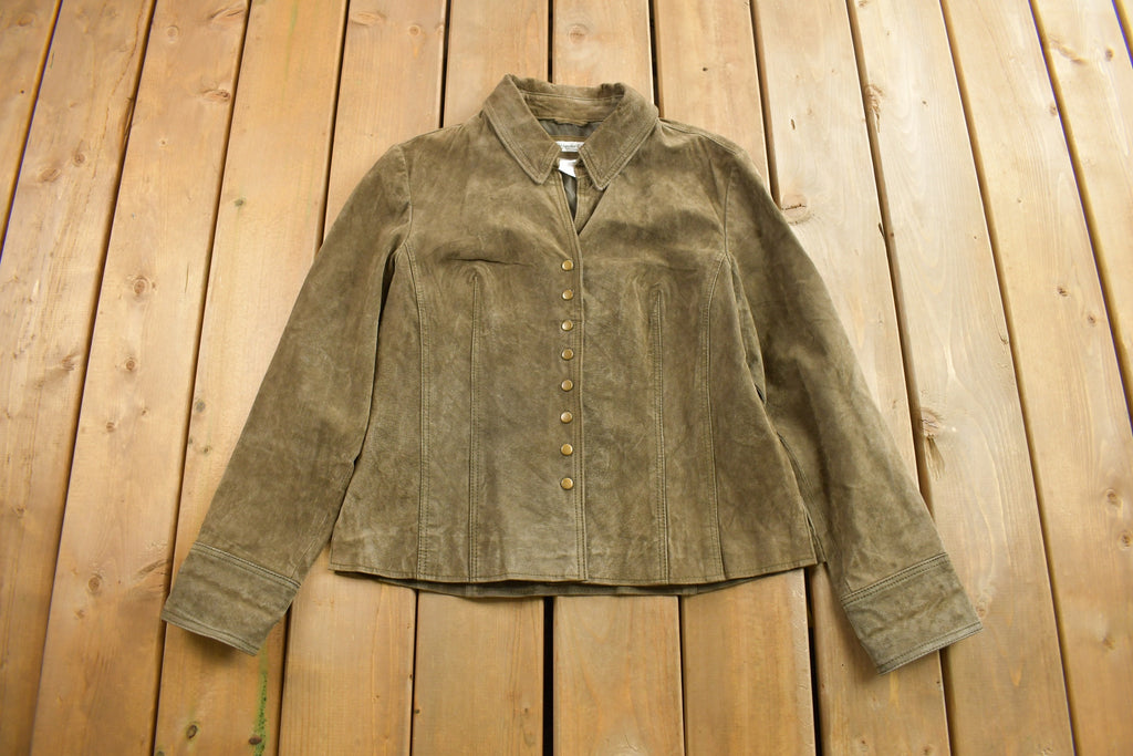 Vintage 1990s Cold Water Creek Green Suede Jacket