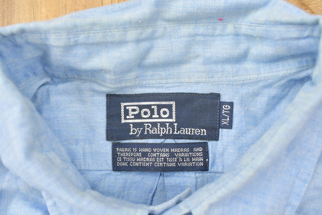 Vintage 1990s Polo Ralph Lauren Blue And Pink Button Up Shirt