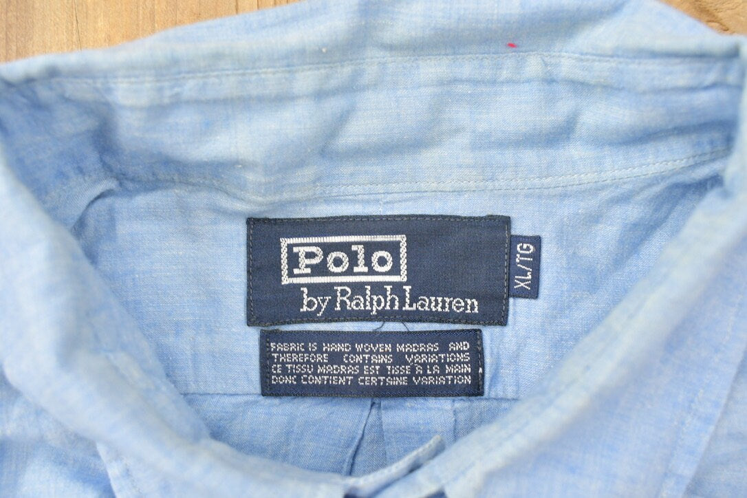 Vintage 1990s Polo Ralph Lauren Blue And Pink Button Up Shirt