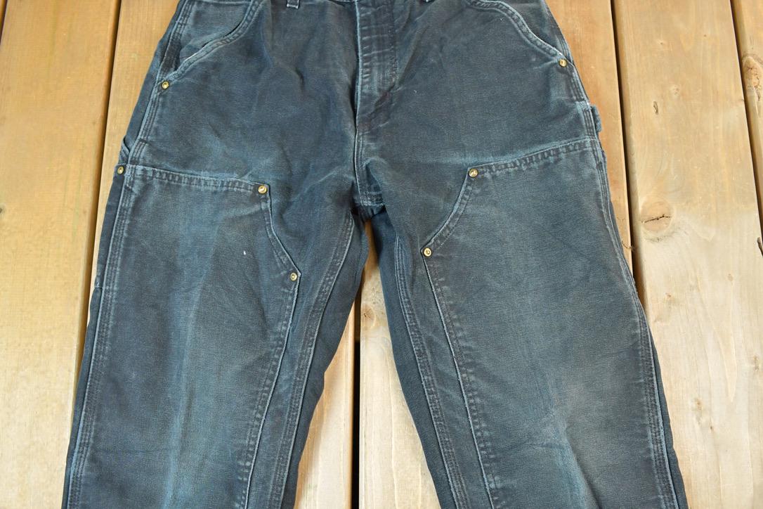 Vintage 1990s Carhartt Double Knee Denim Work Jeans Size 30 x 30 Made In USA