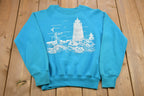 Vintage 1990 Lighthouse Graphic Raglan Crewneck Sweatshirt