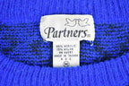 Vintage 1980s Partners Regal Pattern Knitted Crewneck Sweater /