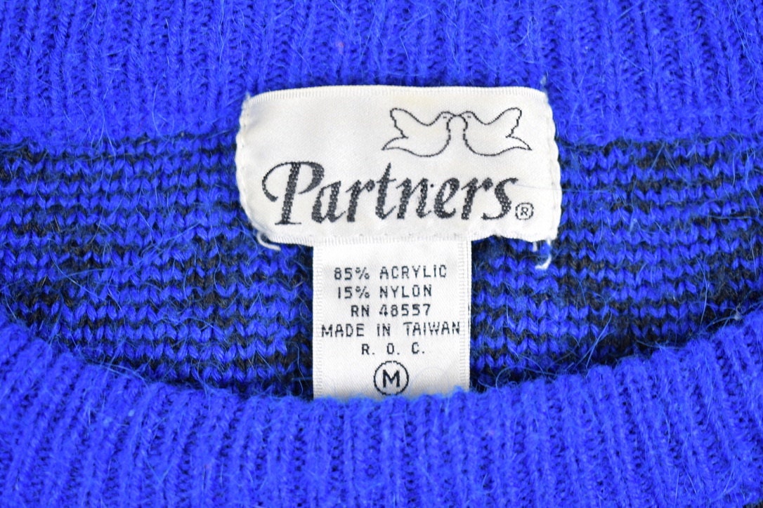 Vintage 1980s Partners Regal Pattern Knitted Crewneck Sweater /