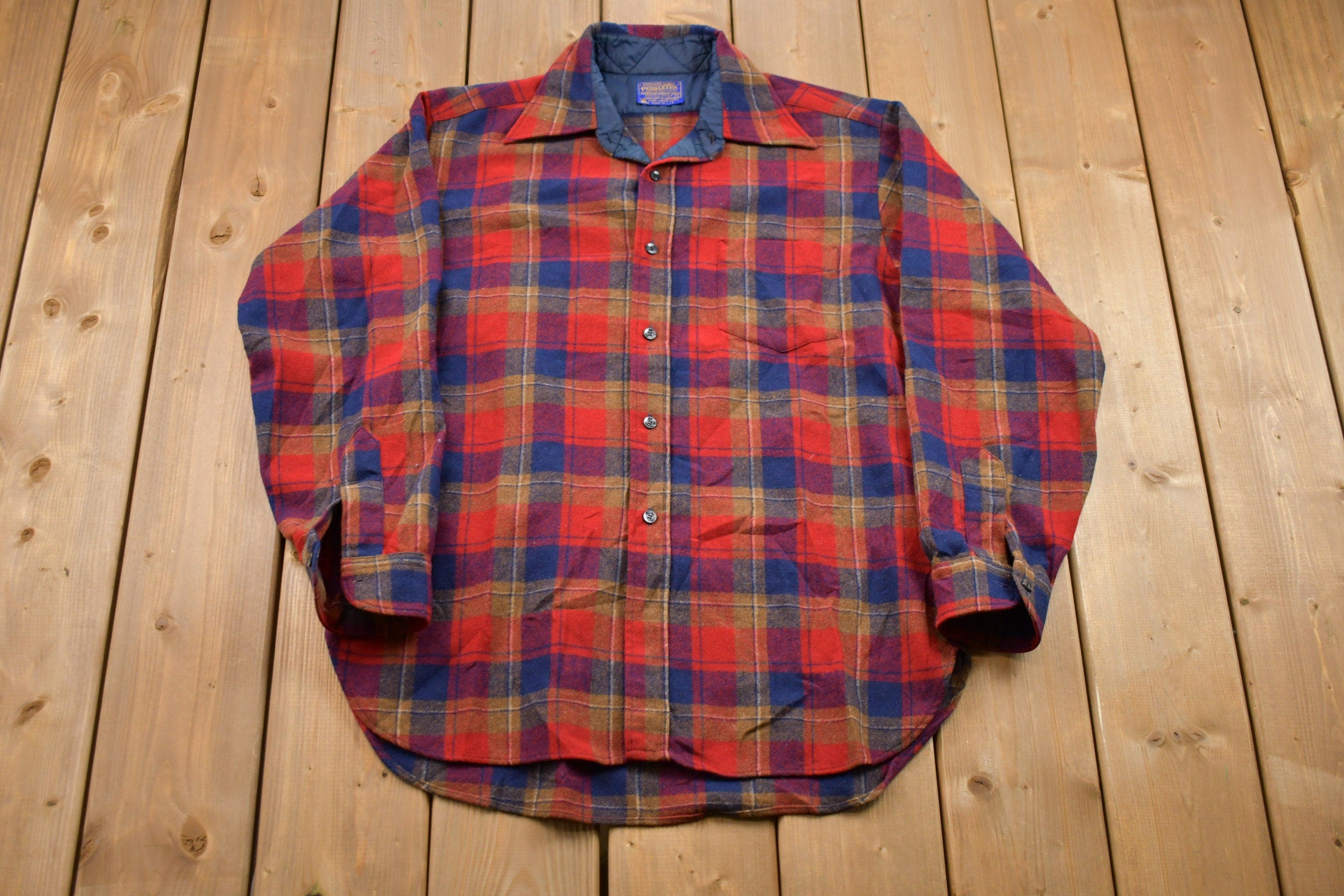 Vintage 1960s Pendleton Plaid Button Up Board Shirt