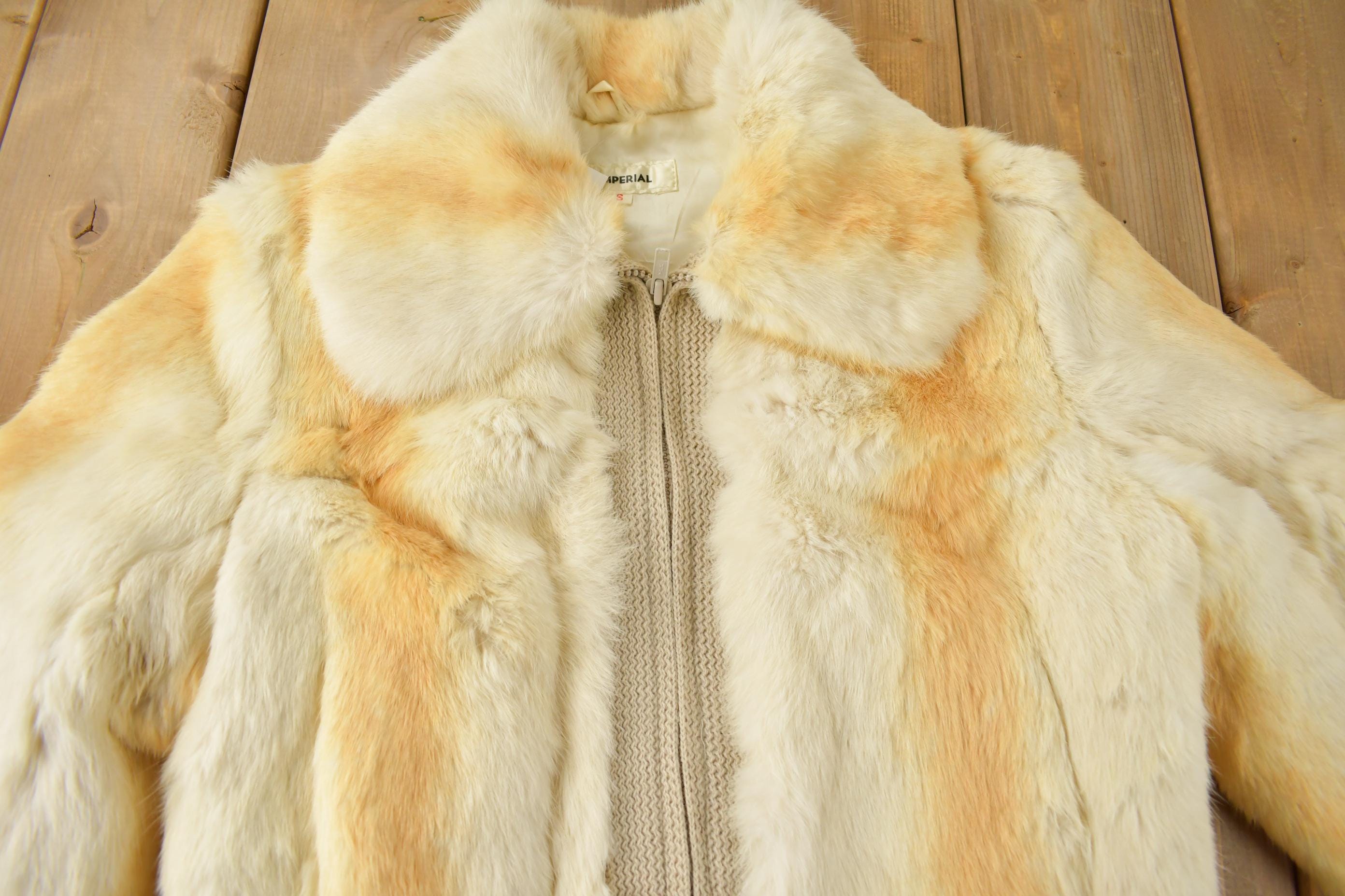 Vintage 1980s Imperial Rabbit Fur Coat Size Small