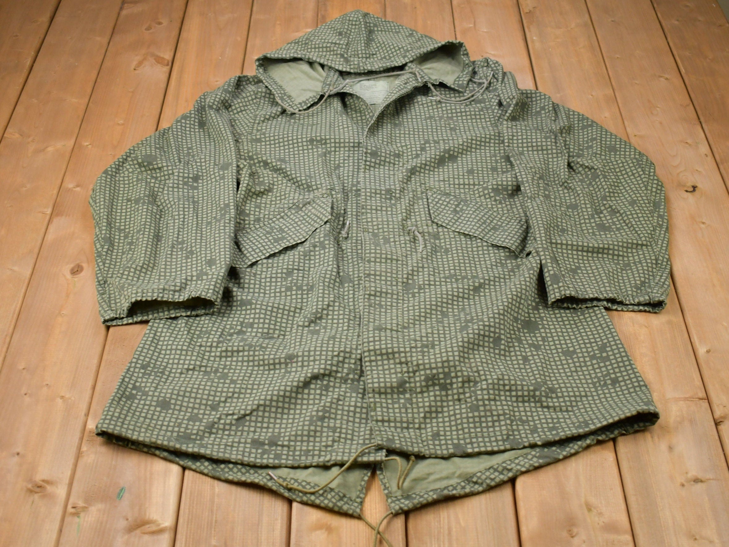 Vintage 2001 Military Hooded Overcoat Jacket