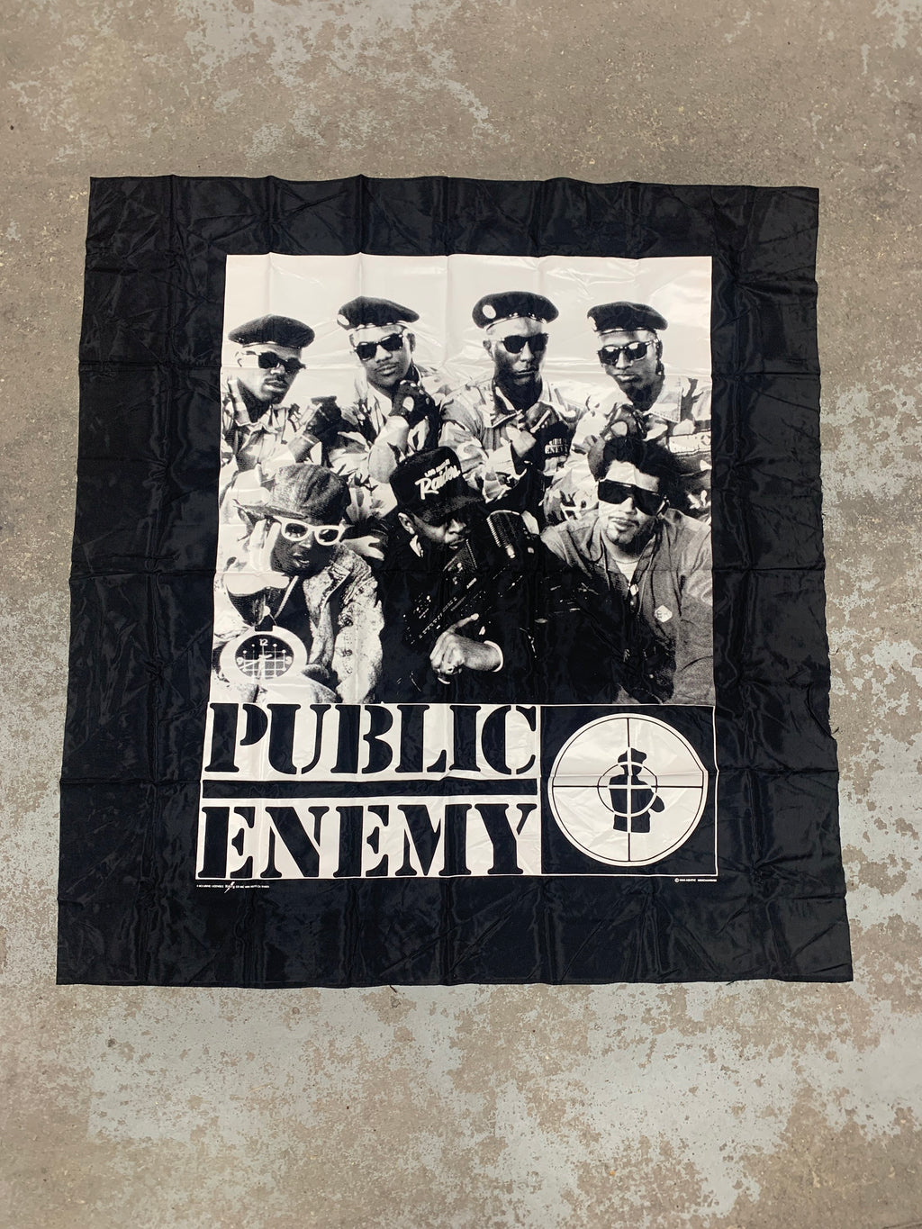 Vintage 1990 Public Enemy Screen Printed Polyester Banner Dead Stock