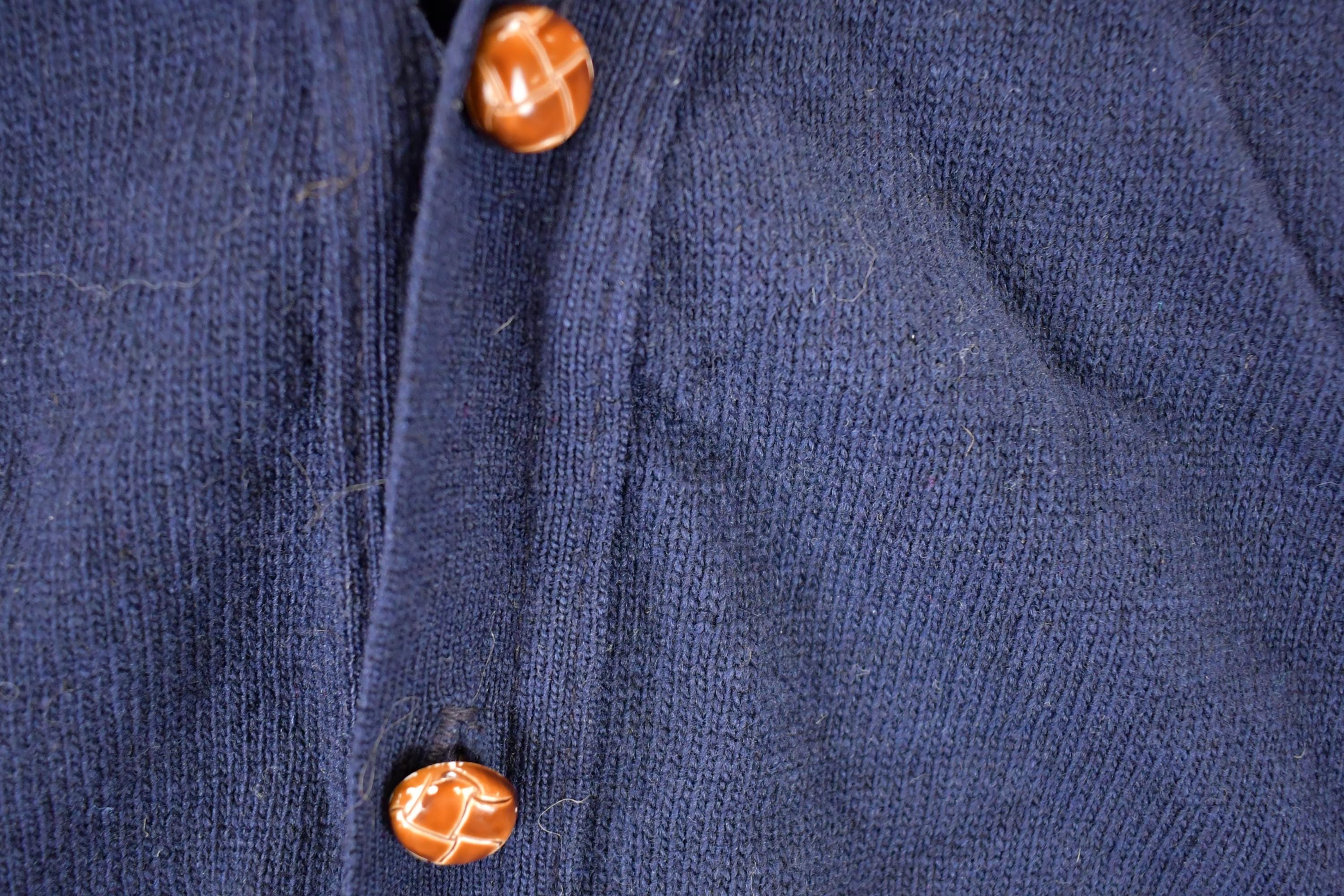 Vintage 1970s Jeff Lamb Wool Knit Cardigan Sweater Men's L